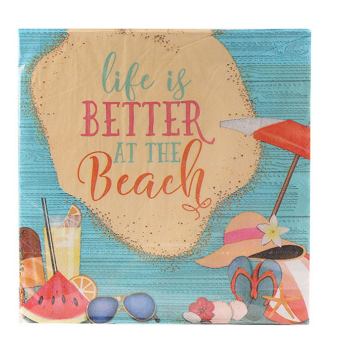 Multicolor Beach-Party 2-Ply Paper Luncheon Napkins: 36CT Party Supplies VeZee