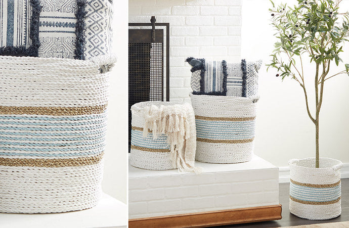 Striped Seagrass Baskets, Set of 3 General UMA