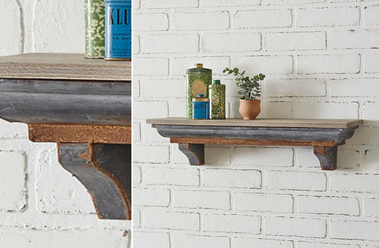 Rustic Wood and Metal Shelf General CT