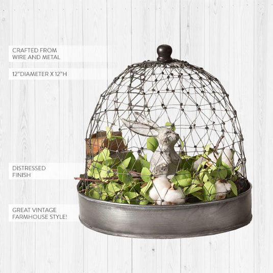 French Chicken Wire Cloche with Tray General CT