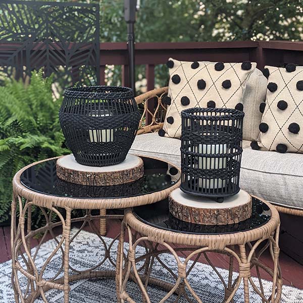 Black Woven Rattan and Bamboo Candle Lantern, Pick Your Style General Decor Steals