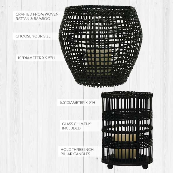 Load image into Gallery viewer, Black Woven Rattan and Bamboo Candle Lantern, Pick Your Style General Decor Steals
