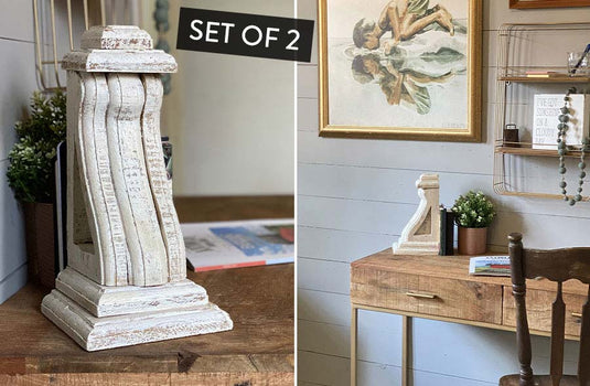 Chunky Whitewashed Wooden Corbels, Set of 2 General EM