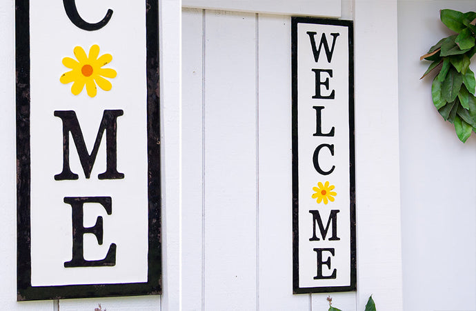 Embossed Metal Daisy Welcome Sign General THF