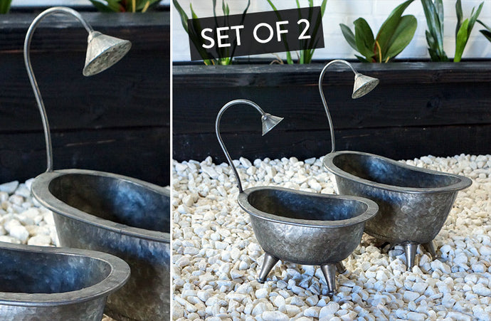 Galvanized Metal Bathtub Planters, Set of 2 General THF