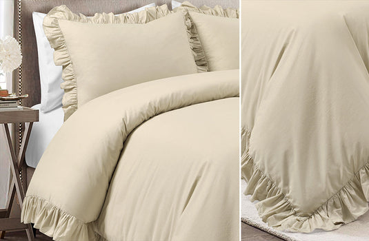 Ruffle Edge Cotton Duvet 3 Piece Set, Pick Your Size/Color General Decor Steals