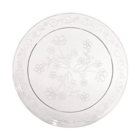 BULK D'Vine Plastic Dinner Plate Heavyweight Clear 10" Elegant Plates Hanna K