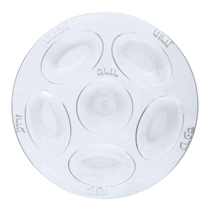 Load image into Gallery viewer, Seder Plate White &amp; Silver Plastic Platter – Extra Strong Quality Seder Plate Blue Sky
