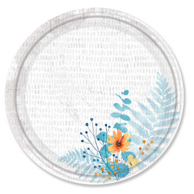 Load image into Gallery viewer, Floral Bliss Teal 10&quot; Meal/Dinner Paper Plates Disposable Plates Nicole Home Collection
