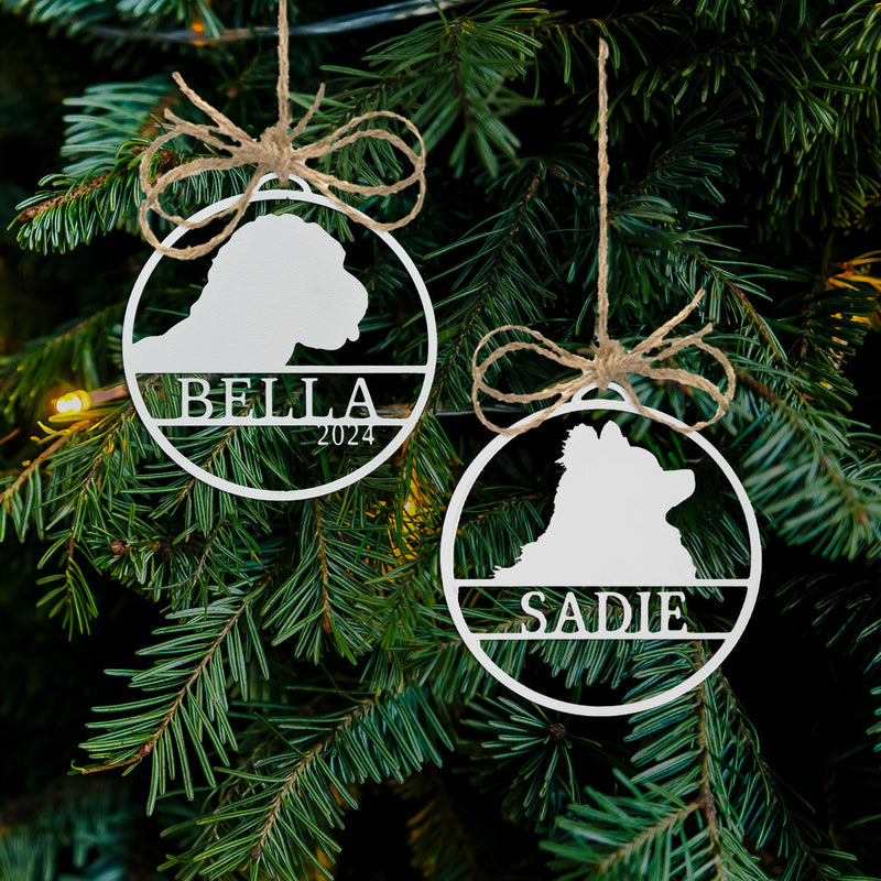 Load image into Gallery viewer, Decor Steals Personalized Pet Ornaments - Set of 2 - Custom Dog or Cat Christmas Tree Ornaments Gift Rusted Orange Craftworks Co.
