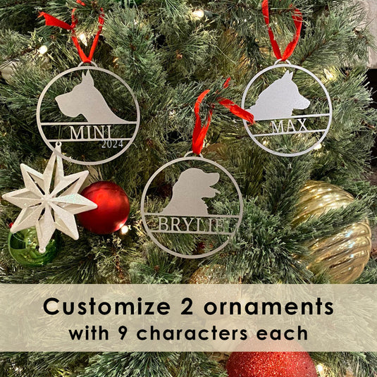 Decor Steals Personalized Pet Ornaments - Set of 2 - Custom Dog or Cat Christmas Tree Ornaments Gift Rusted Orange Craftworks Co.