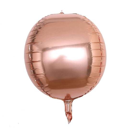 2 Pack 14" 4D Rose Gold Sphere Mylar Foil Helium or Air Balloons Decorations PROstorez Default Title