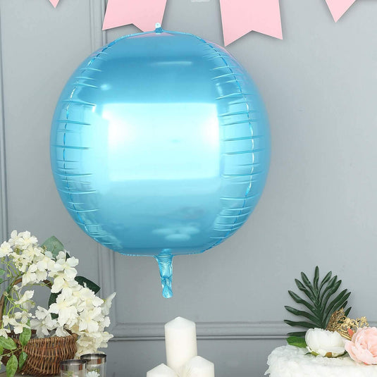 2 Pack 18" 4D Metallic Blue Sphere Mylar Foil Helium or Air Balloons Decorations PROstorez Default Title