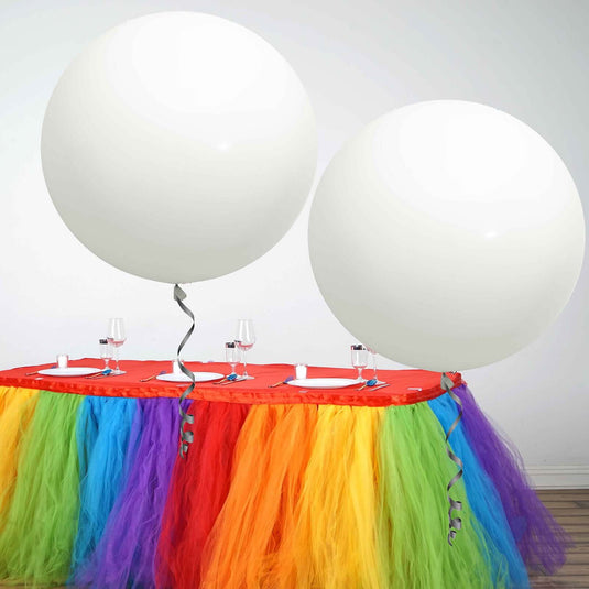 2 Pack 32" Large Balloons Helium or Air Latex Balloons Pastel White Decorations HIER_9110