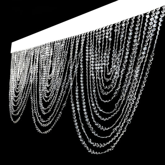 2 Pack Acrylic Crystal Beaded Curtain Valance with Polyester Rod Pocket, 23"x42" Triple Swag Diamond Cut Doorway Curtains Backdrops HIER_5370