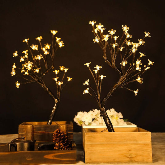 2-Pack Artificial Tree Centerpieces Cherry Blossom Design Black with 36 Warm White LEDs - Battery Operated Table Décor Centerpieces PROstorez Default Title