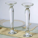 2-Pack Cut Crystal Glass Pillar Candle Holder Stands, Kissing Ball Flower Pedestals 11" Centerpieces PROstorez Default Title
