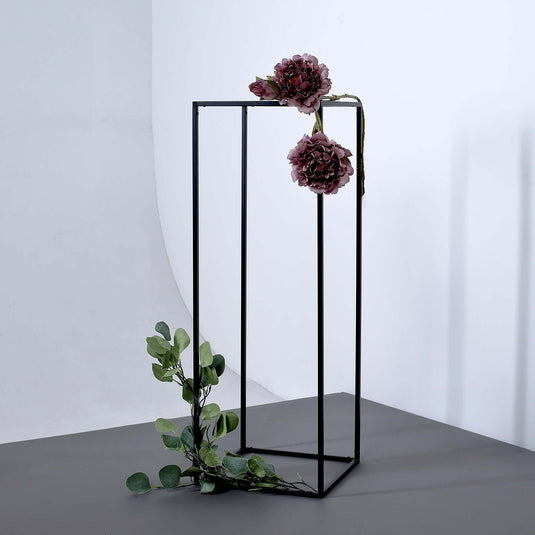 2-Pack Wedding Flower Stand Black Metal Geometric Column Frame Rectangular - Versatile Floral Pedestal for Sophisticated Arrangements 32" Centerpieces PROstorez Default Title