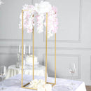 2-Pack Wedding Flower Stand Gold Metal Geometric Column Frame Rectangular - Versatile Floral Pedestal for Sophisticated Arrangements 32" Centerpieces PROstorez Default Title