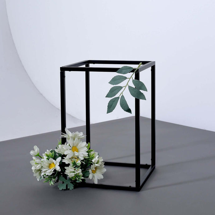 2-Pack Wedding Flower Stand Matte Black Metal Geometric Column Frame Rectangular - Versatile Floral Pedestal for Sophisticated Arrangements 12