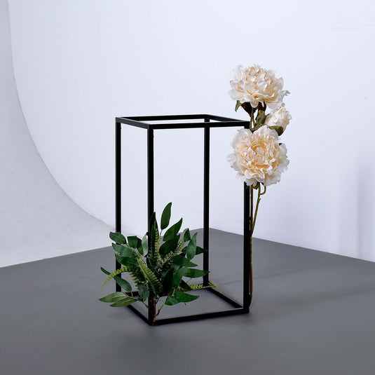 2-Pack Wedding Flower Stand Matte Black Metal Geometric Column Frame Rectangular - Versatile Floral Pedestal for Sophisticated Arrangements 16" Centerpieces PROstorez Default Title