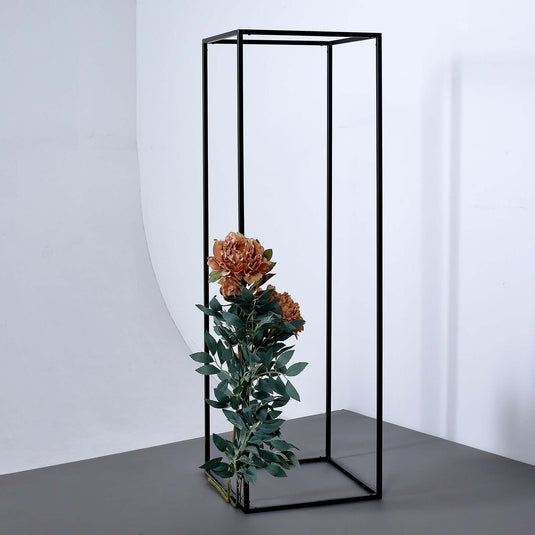 2-Pack Wedding Flower Stand Matte Black Metal Geometric Column Frame Rectangular - Versatile Floral Pedestal for Sophisticated Arrangements 40" Centerpieces PROstorez Default Title