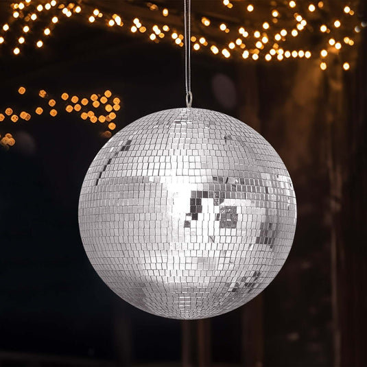 20" Large Silver Foam Disco Mirror Ball With Hanging Swivel Ring, Holiday Party Decor Decorations HIER_9900 Default Title