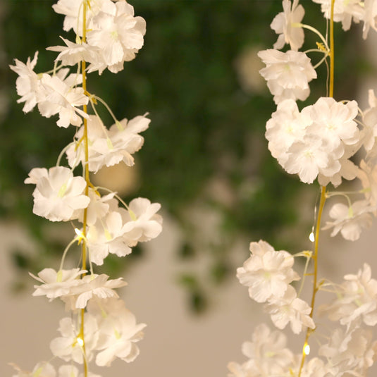 20 LED Garland Fairy String Lights Cherry Blossom Design White Warm White - Battery Operated Party Décor 6ft LED HIER_8100