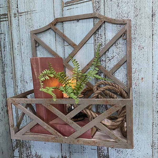 Distressed Lattice Planter Wall Shelf Whats trending PPD