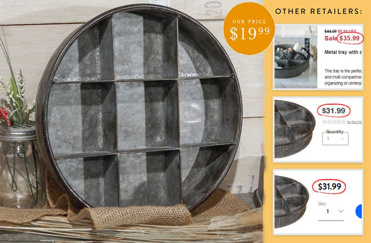 Divided Galvanized Metal Tray General VIP