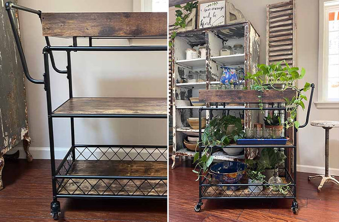 Industrial Farmhouse Rolling Bar Cart General ABH