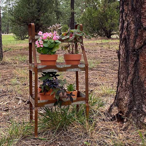 Rusted Finish Three-Tier Potting Shelves General CT