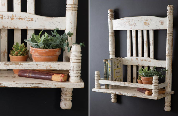 Distressed Wooden Chair Shelf General CT