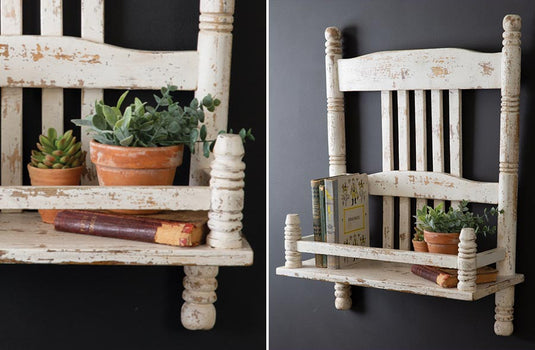 Distressed Wooden Chair Shelf General CT