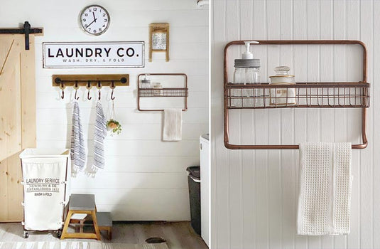 Copper Finish Wall Basket with Towel Bar General CT