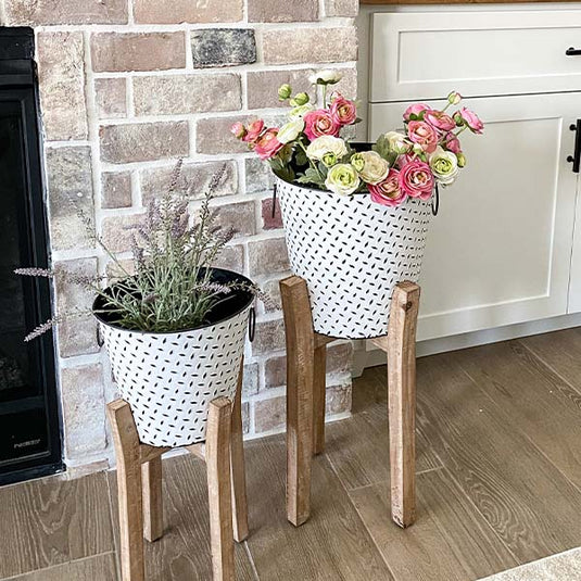 Textured Planters with Stands, Set of 2 General ABH