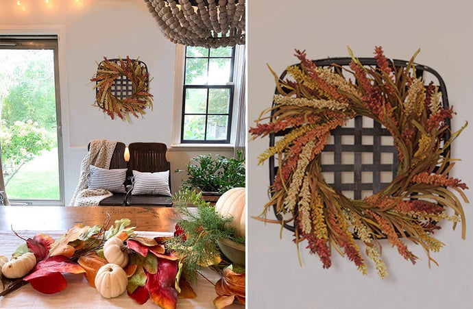 Fall Wreath with Tobacco Basket General MEL