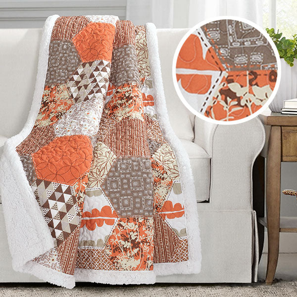 Fall Farmhouse Sherpa Quilt Inspired Throw Blanket Whats trending THF