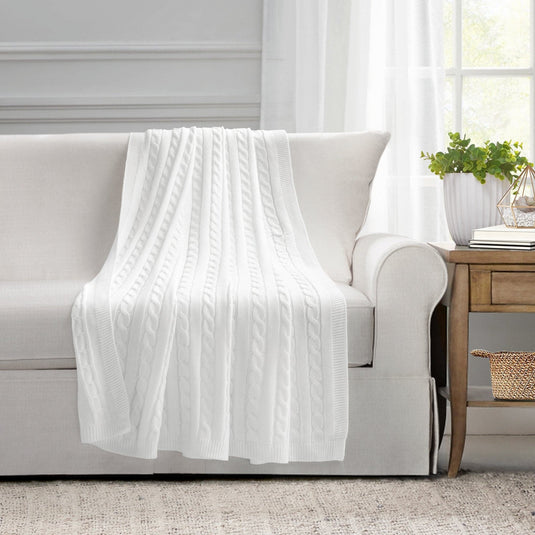 Cable Soft Knitted Throw Collective LushDecor