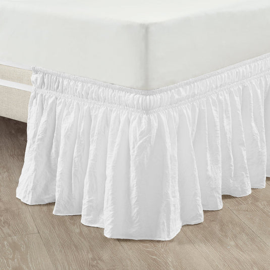 Ruched Ruffle Elastic Easy Wrap Around Bed Skirt Collective LushDecor