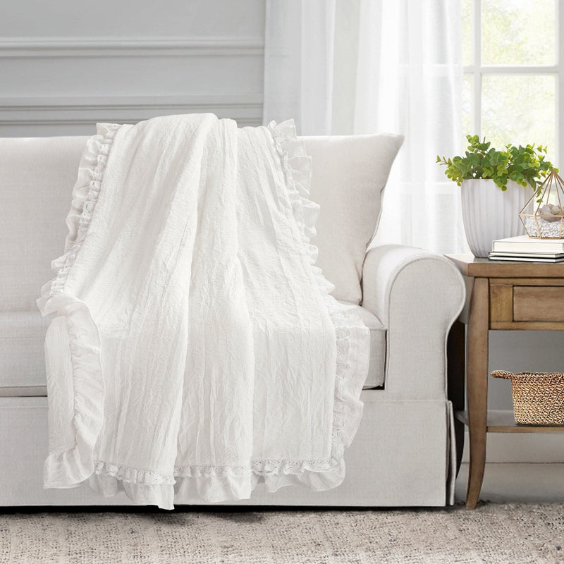 Load image into Gallery viewer, Ella Ruffle Lace Throw Collective LushDecor
