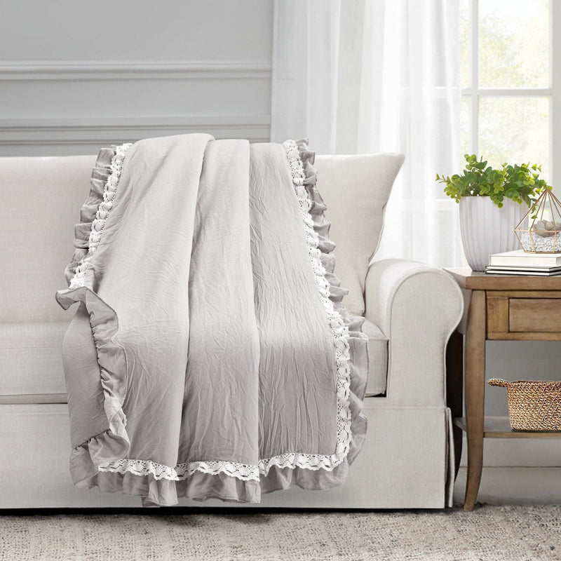 Load image into Gallery viewer, Ella Ruffle Lace Throw Collective LushDecor
