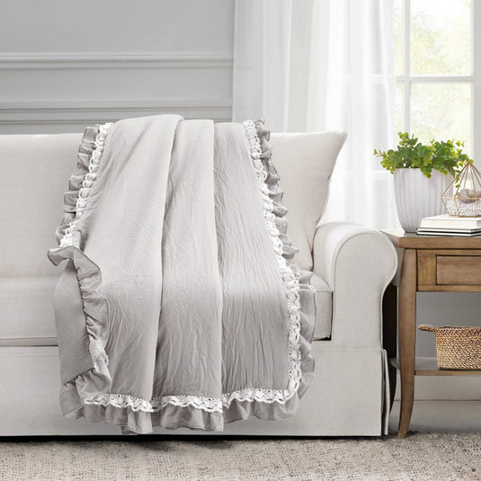 Ella Ruffle Lace Throw Collective LushDecor