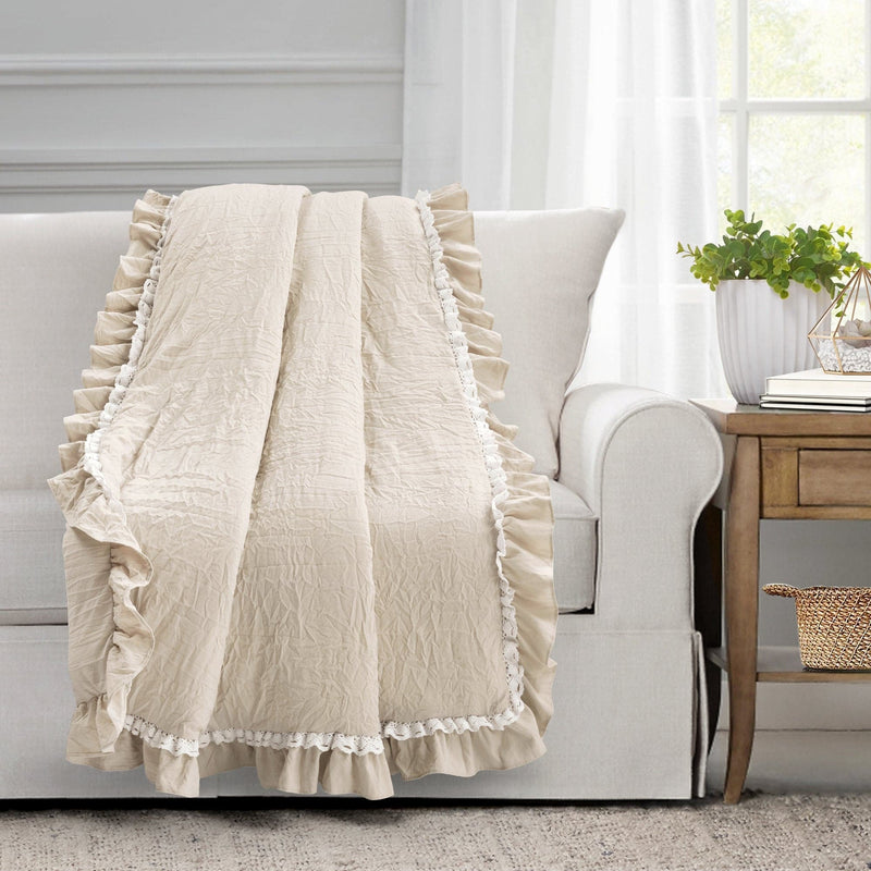 Load image into Gallery viewer, Ella Ruffle Lace Throw Collective LushDecor
