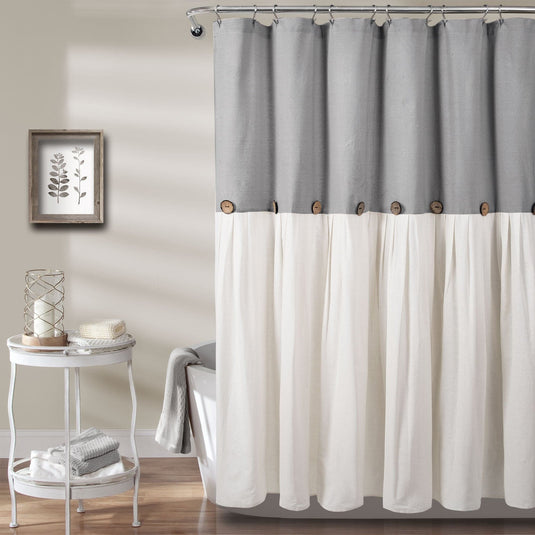 Linen Button Shower Curtain Collective LushDecor