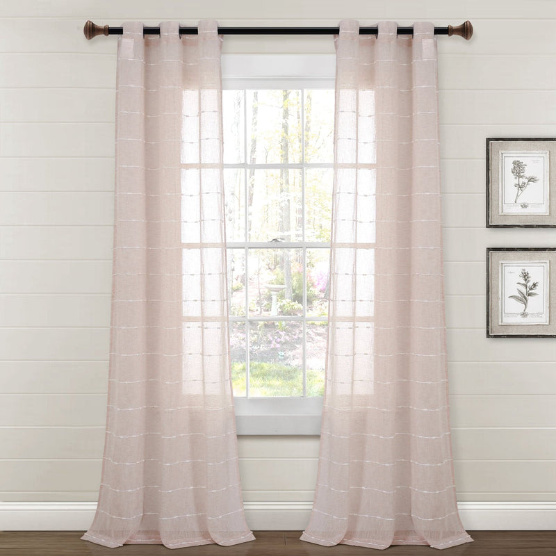 Load image into Gallery viewer, Farmhouse Textured Grommet Sheer Window Curtain Panel Set
