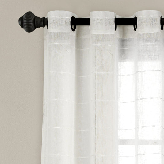 Farmhouse Textured Grommet Sheer Window Curtain Panel Set Collective LushDecor