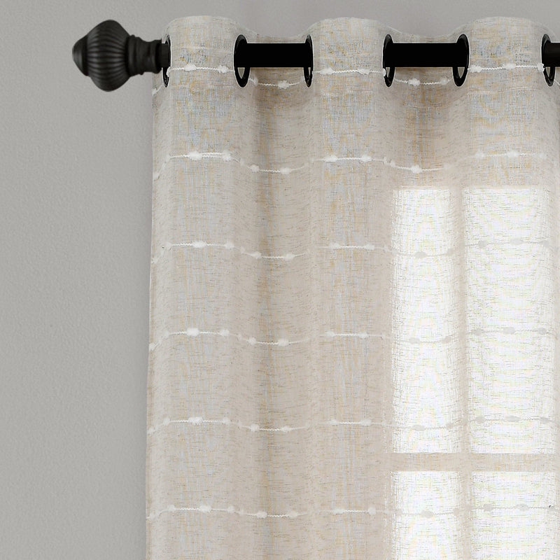 Load image into Gallery viewer, Farmhouse Textured Grommet Sheer Window Curtain Panel Set Collective LushDecor
