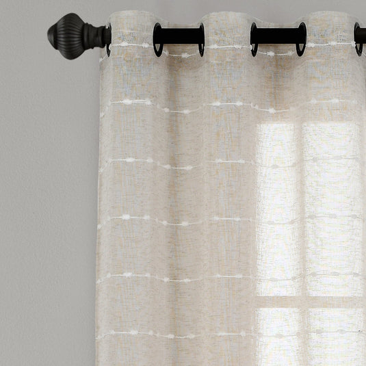 Farmhouse Textured Grommet Sheer Window Curtain Panel Set Collective LushDecor