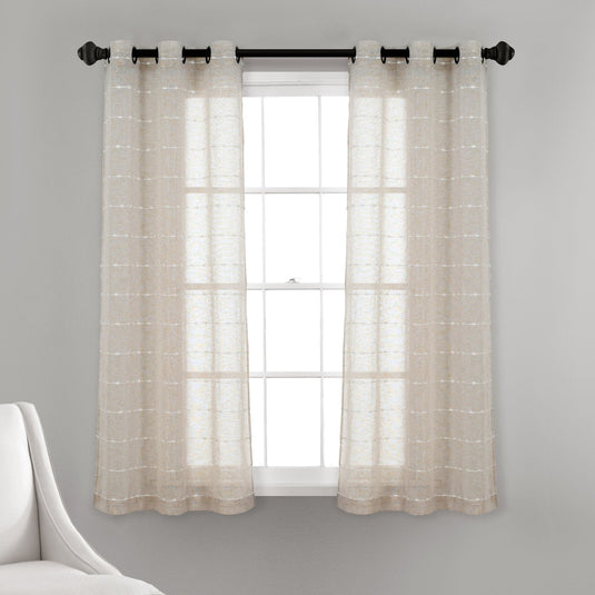 Farmhouse Textured Grommet Sheer Window Curtain Panel Set Collective LushDecor